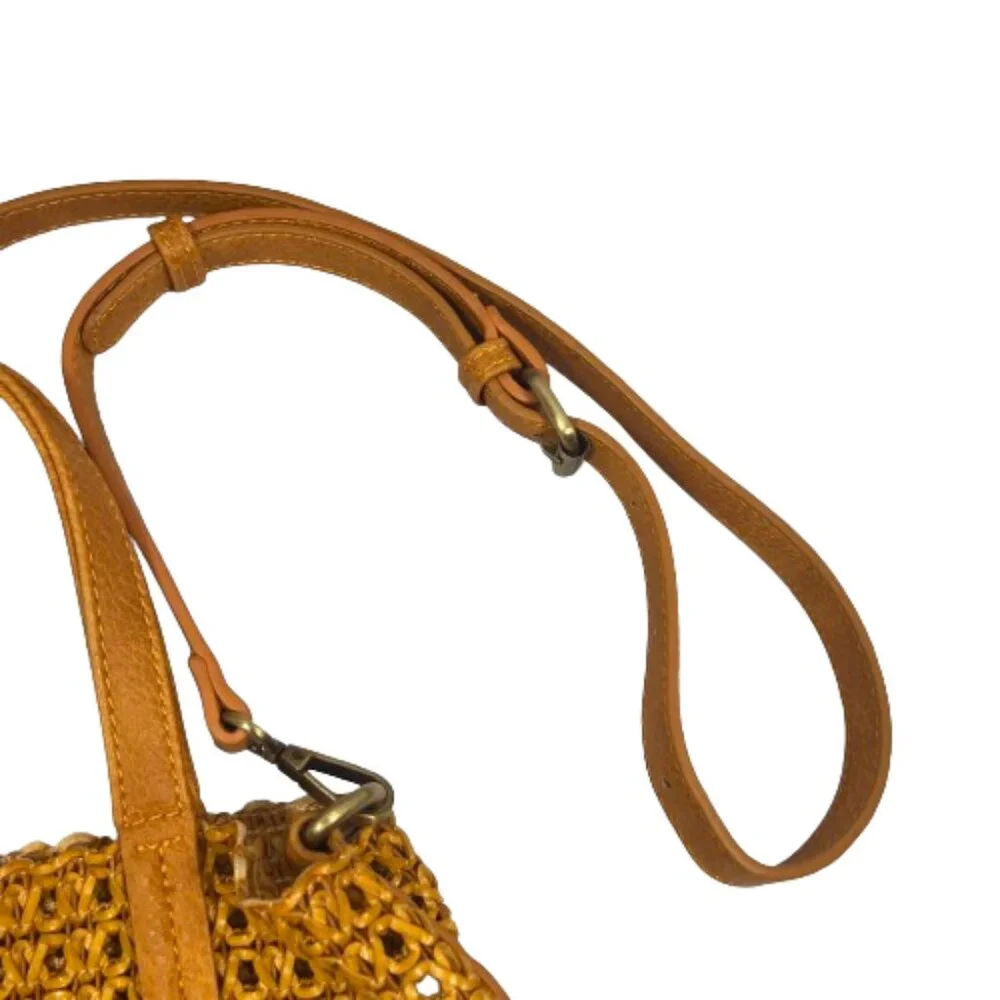 Anthropologie Womens Crossbody Bag‎ With Pouch Insert Mustard Yellow Boho Purse